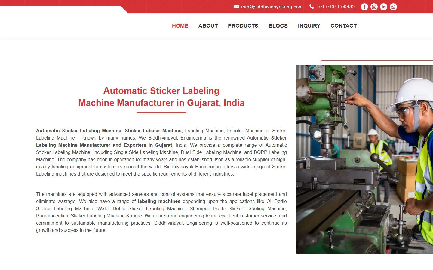 Siddhivinayak Engineering website homepage designed by Expert Web Designing (desktop view)