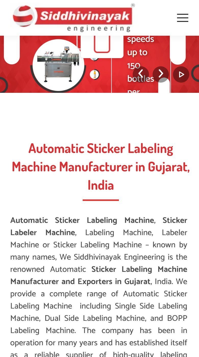 Siddhivinayak Engineering website homepage designed by Expert Web Designing (mobile view)